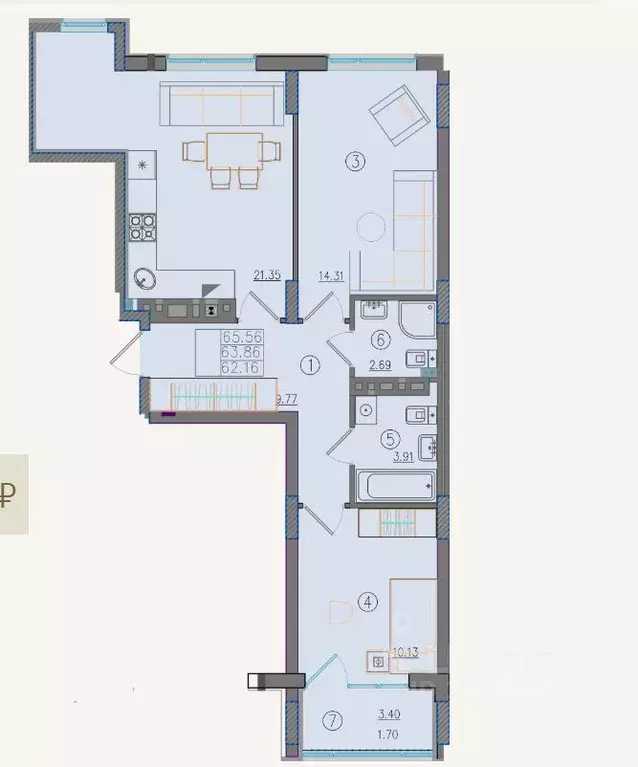 2-к кв. Калининградская область, Черняховск пер. 2-й Победы, 1к2 ... - Фото 2