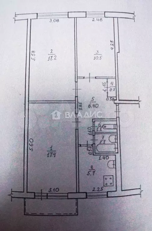 3-к. квартира, 61,1 м, 5/5 эт. - Фото 0