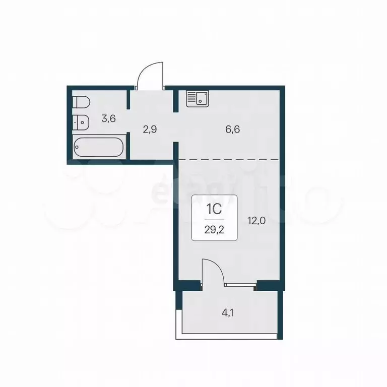 Квартира-студия, 29,2 м, 16/17 эт. - Фото 1