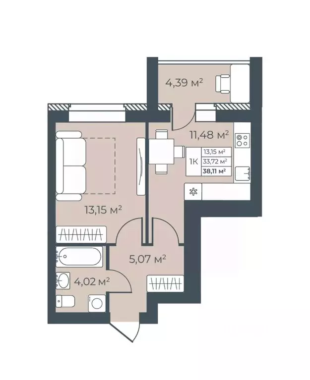1-к кв. Воронежская область, Бобров  (38.11 м) - Фото 1