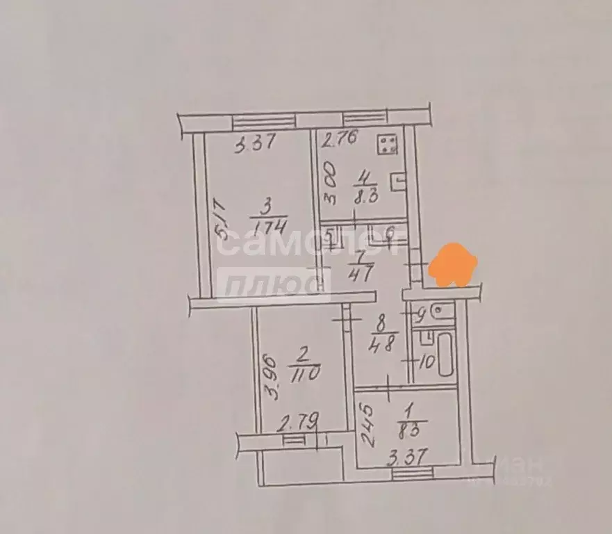 3-к кв. Вологодская область, Вологда ул. Южакова, 78 (59.3 м) - Фото 2