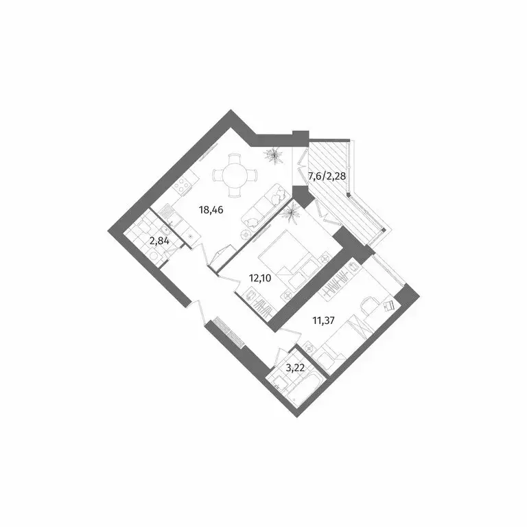 2-комнатная квартира: Санкт-Петербург, Лиственная улица, 20к2 (58.2 м) - Фото 1