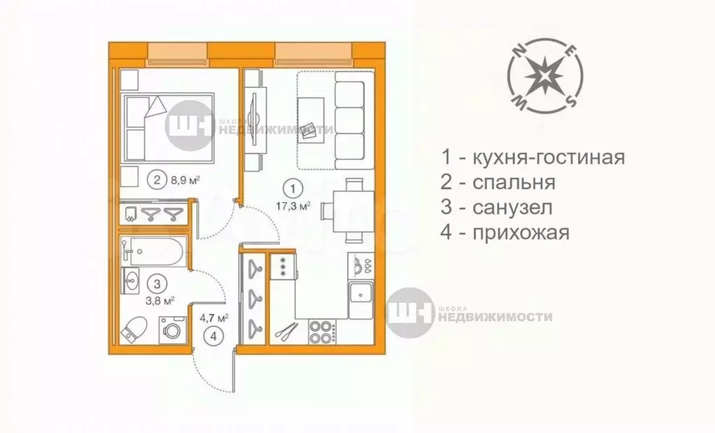 Свободной планировки кв. Санкт-Петербург Комендантский просп., 58к1 ... - Фото 1