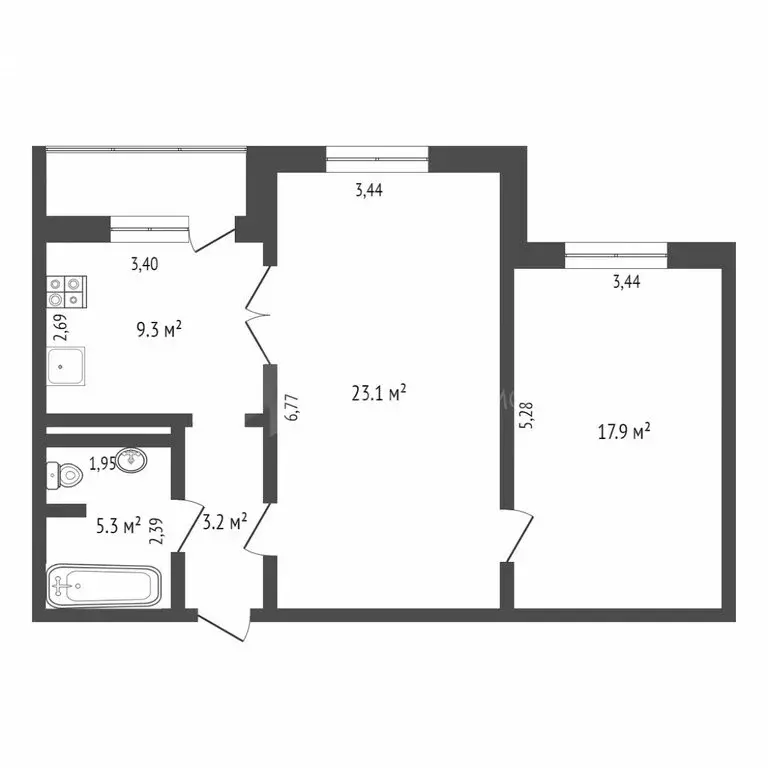 2-комнатная квартира: Тюмень, улица Федюнинского, 58к2 (58.9 м) - Фото 1