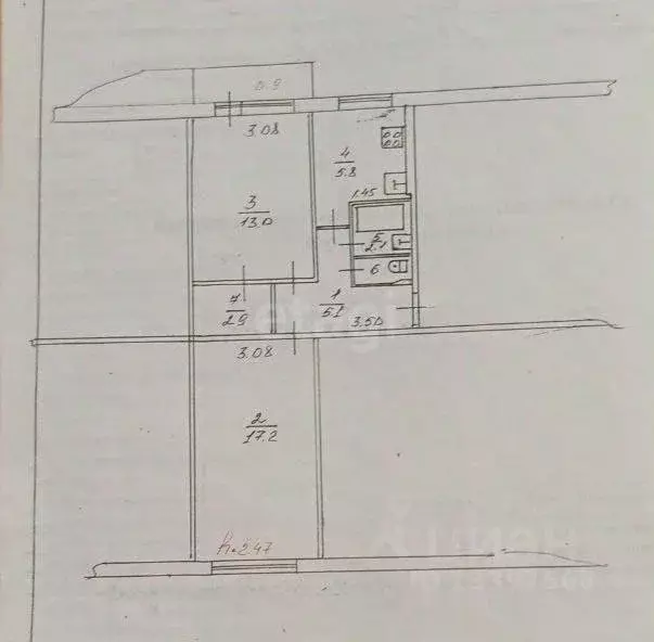 2-к кв. Тверская область, Тверь Октябрьский просп., 51 (47.0 м) - Фото 2