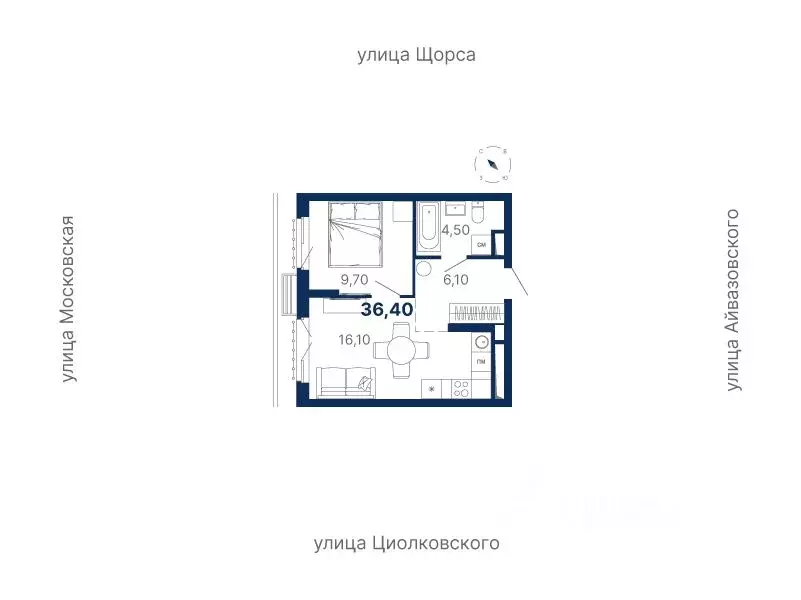 1-к кв. Свердловская область, Екатеринбург ул. Московская, 249/2 (36.4 ... - Фото 0