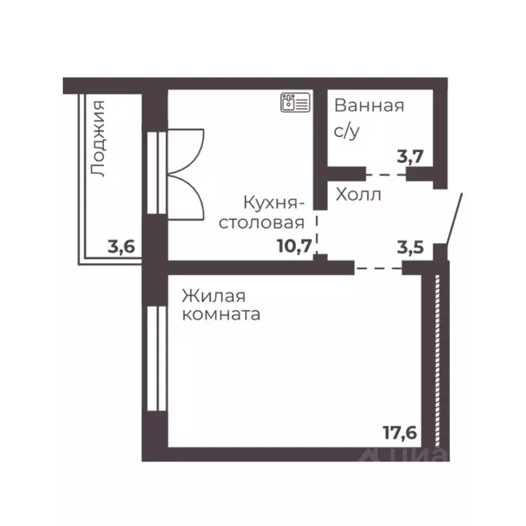 1-к кв. Челябинская область, Челябинск просп. Ленина, 4Д (35.5 м) - Фото 0