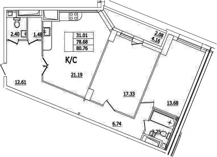 2-к кв. Санкт-Петербург ул. Кустодиева, 5к1 (80.76 м) - Фото 0