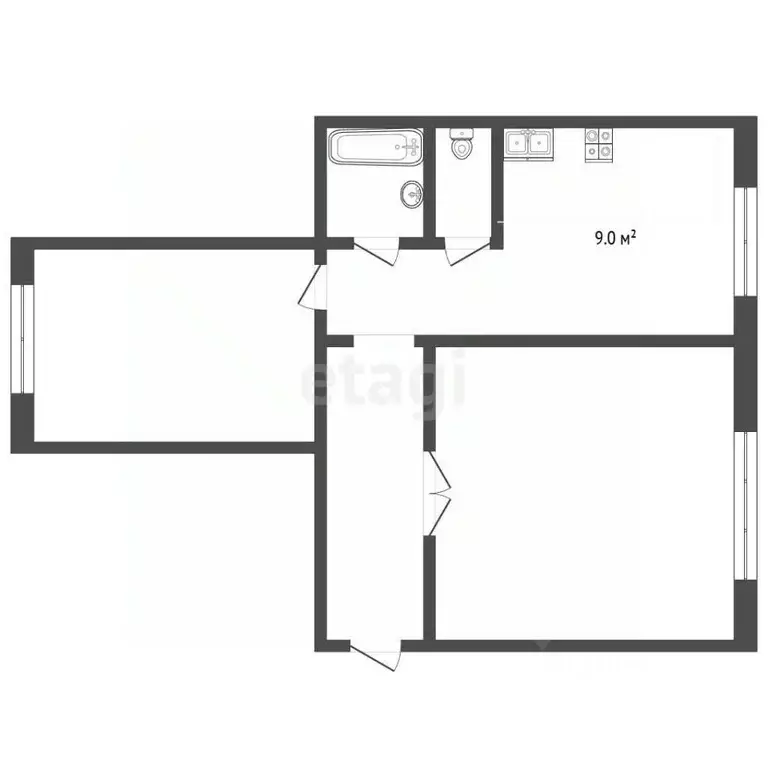 2-к кв. Челябинская область, Миасс ул. Кирова, 84 (53.2 м) - Фото 2