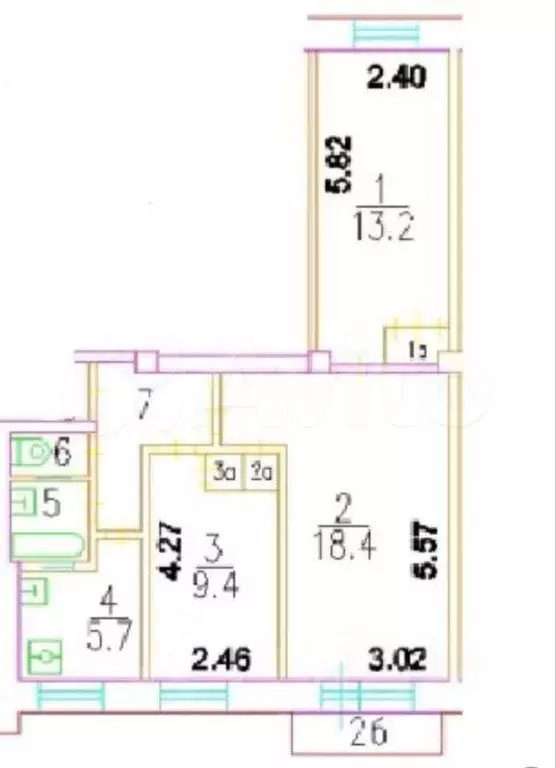 3-к. квартира, 55 м, 7/9 эт. - Фото 0