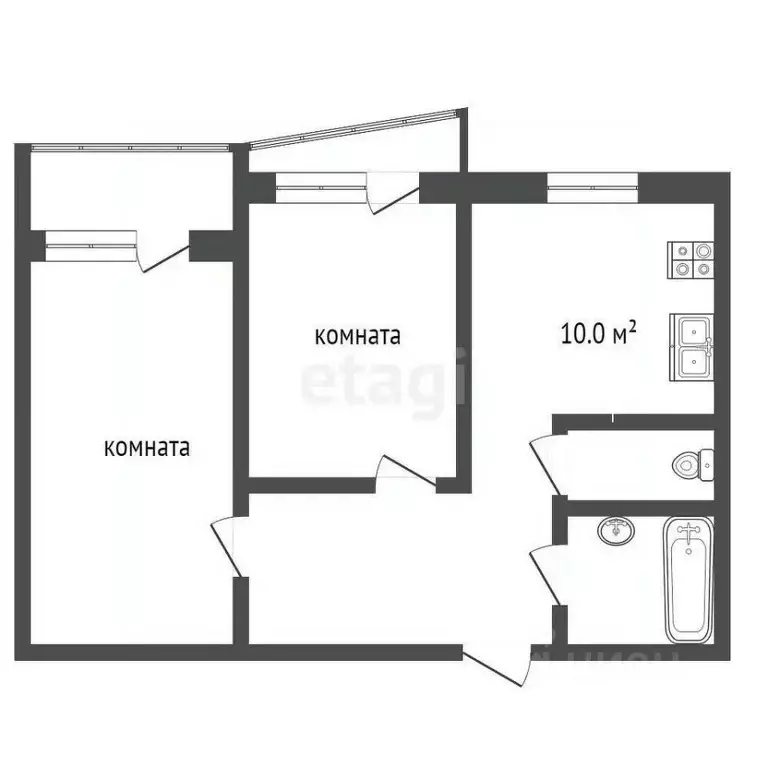 2-к кв. Владимирская область, Муром Заводская ул., 7 (47.7 м) - Фото 2
