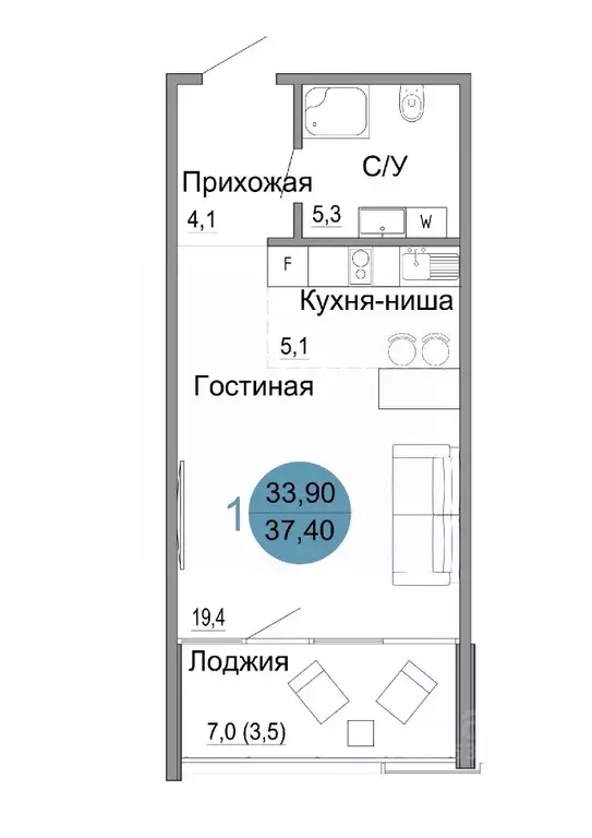 1-к кв. Крым, Керчь Белый город жилой комплекс (37.4 м) - Фото 0