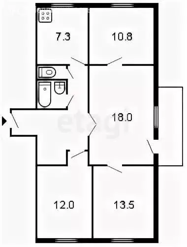 4-комнатная квартира: Курган, улица Перова, 20 (77 м) - Фото 1
