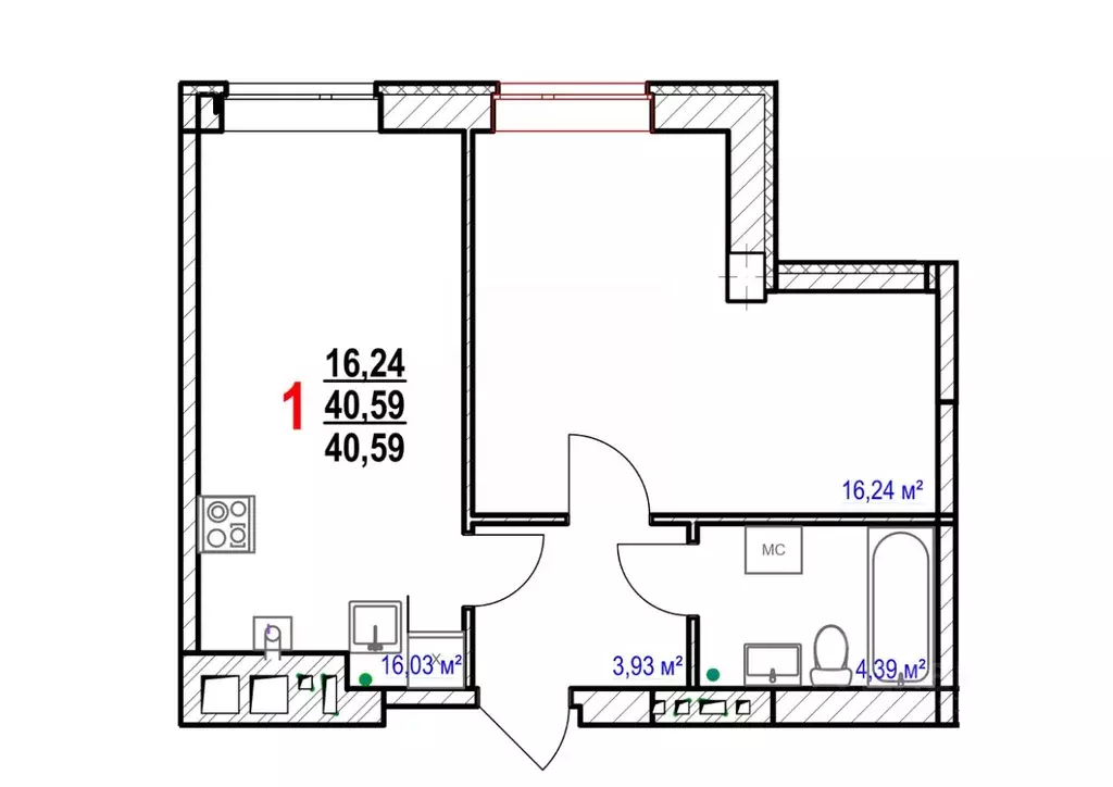 1-к кв. Белгородская область, Белгородский район, Новосадовское с/пос, ... - Фото 1