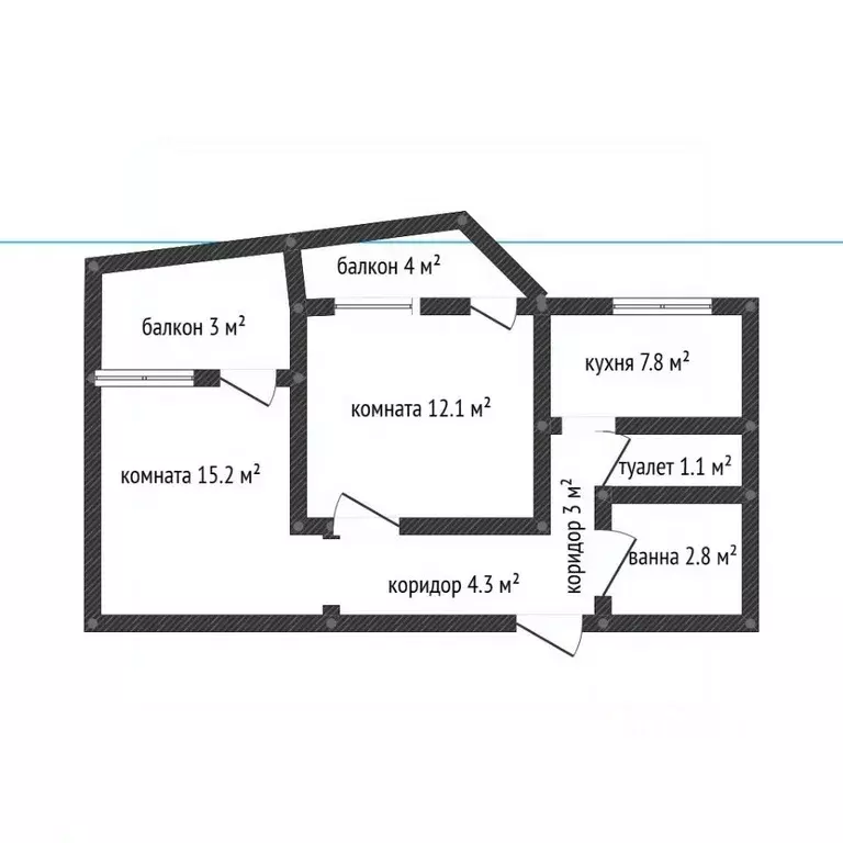 2-к кв. Краснодарский край, Новороссийск ул. Куникова, 44 (50.0 м) - Фото 1