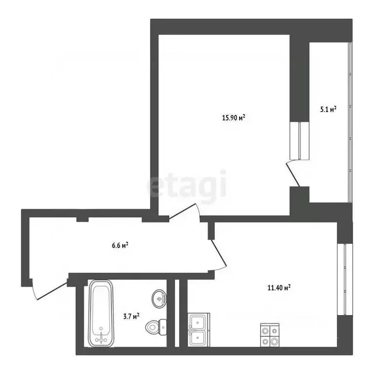 1-к кв. Ямало-Ненецкий АО, Новый Уренгой Сибирская ул., 31А (37.5 м) - Фото 2