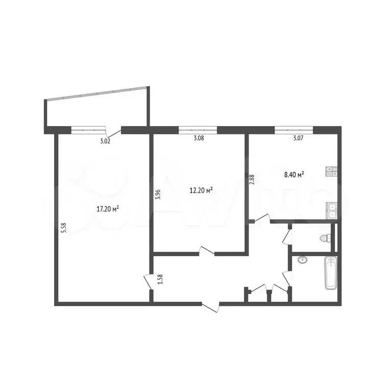 2-к. квартира, 50 м, 8/9 эт. - Фото 0