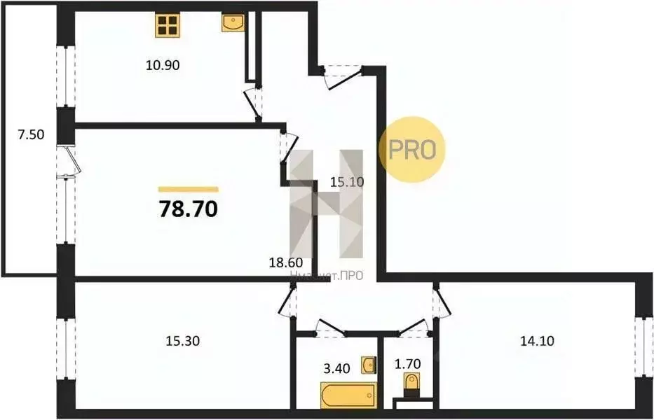 3-к кв. Новосибирская область, Новосибирск Междуреченская ул., 7/1 ... - Фото 1