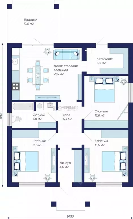 Коттедж в Краснодарский край, Краснодар пос. Березовый, Звездная тер., ... - Фото 2