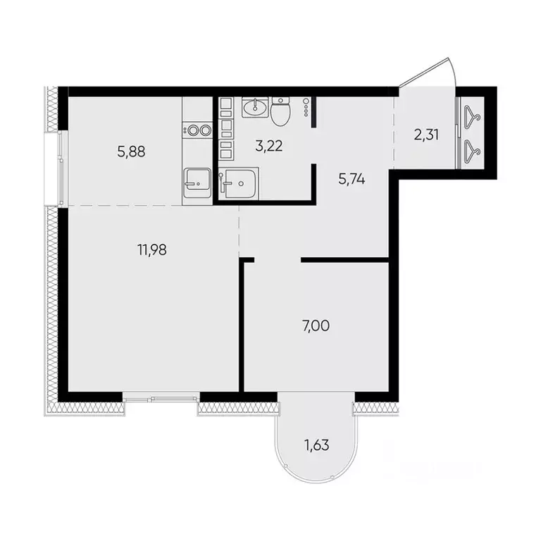 2-к кв. Иркутская область, Иркутск ул. Ширямова (37.76 м) - Фото 0