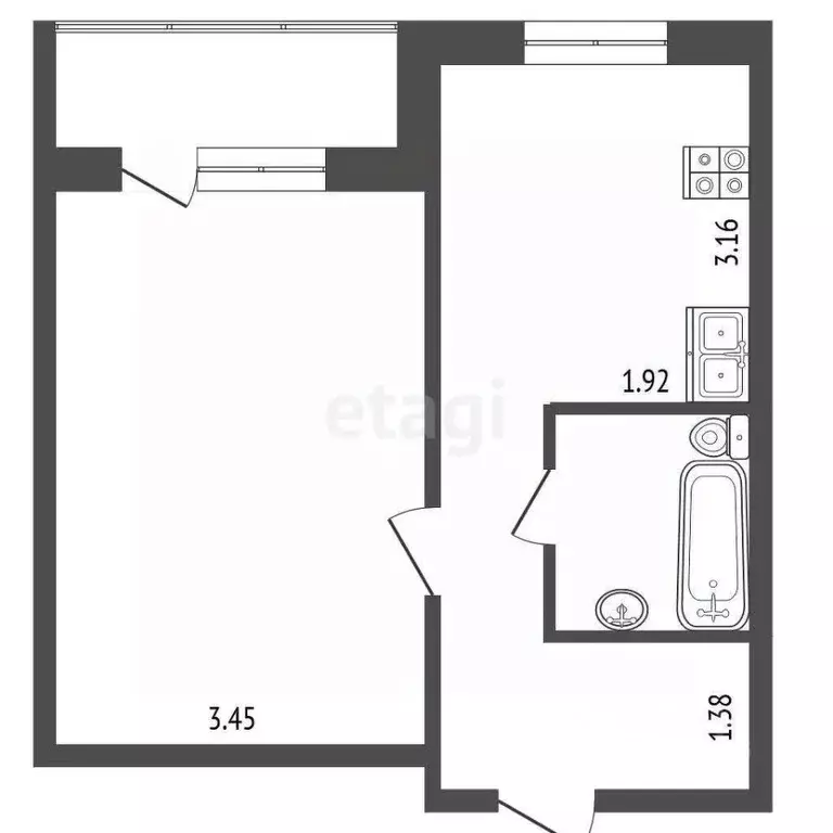 1-к кв. Самарская область, Самара Енисейская ул., 45 (40.0 м) - Фото 1