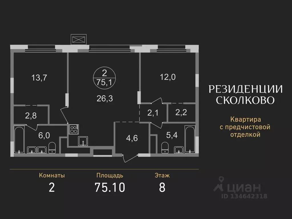 2-к кв. Московская область, Одинцовский городской округ, Заречье пгт ... - Фото 1