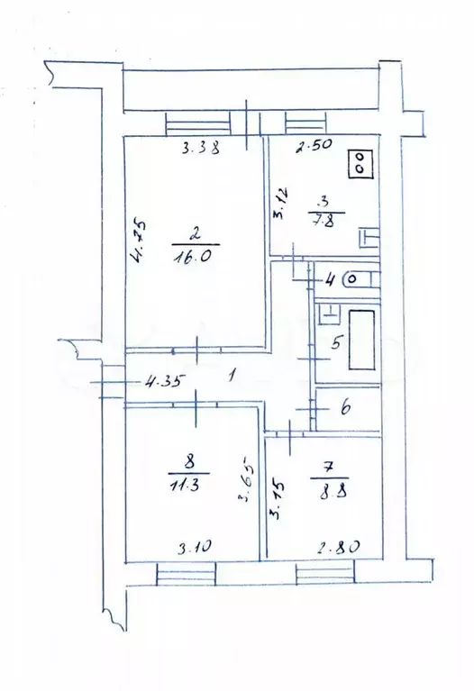 3-к. квартира, 58 м, 1/5 эт. - Фото 0