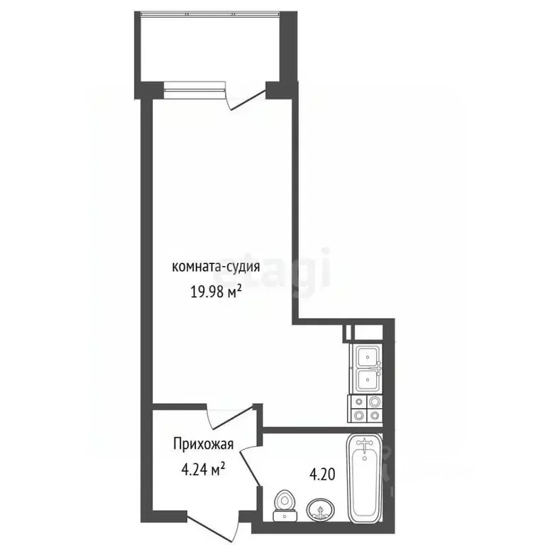 Студия Воронежская область, Воронеж ул. Независимости, 78к3 (30.0 м) - Фото 2