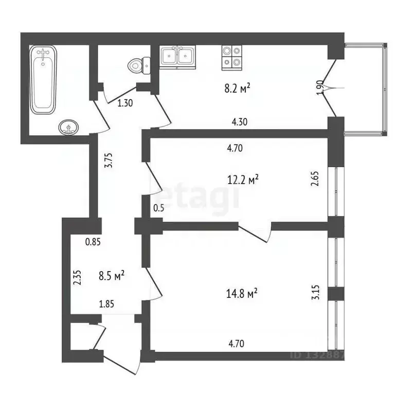 2-к кв. Орловская область, Орел Московская ул., 98 (49.0 м) - Фото 1