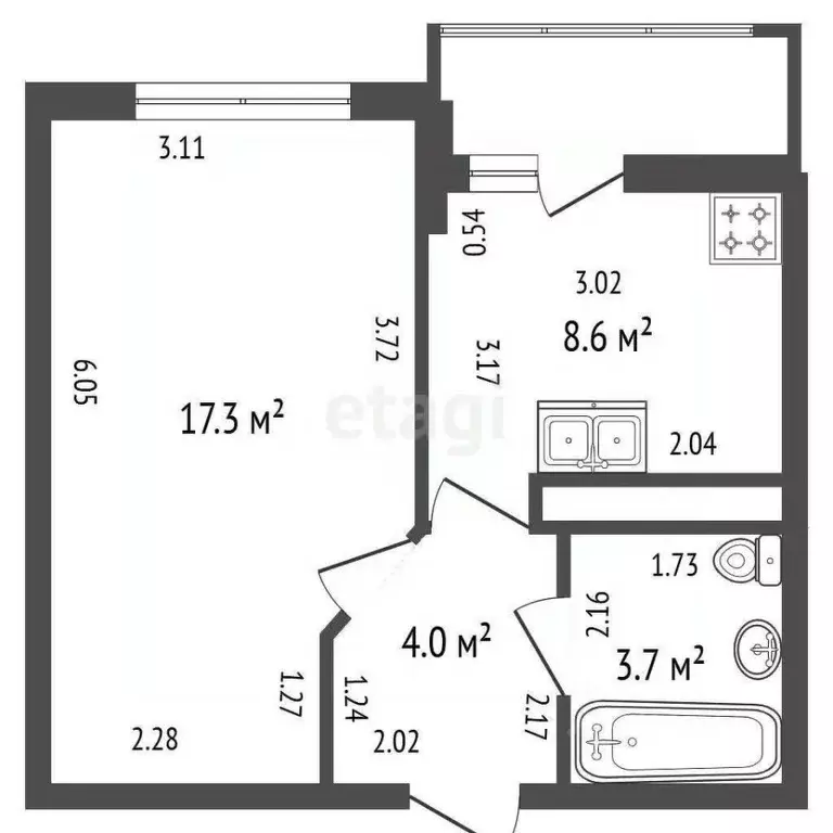 1-к кв. Санкт-Петербург дор. Кушелевская, 7к3 (33.6 м) - Фото 2