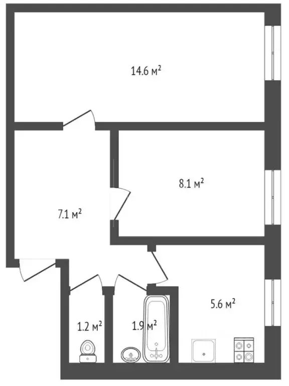 2-к кв. Тюменская область, Тюмень Харьковская ул., 71А (39.0 м) - Фото 1