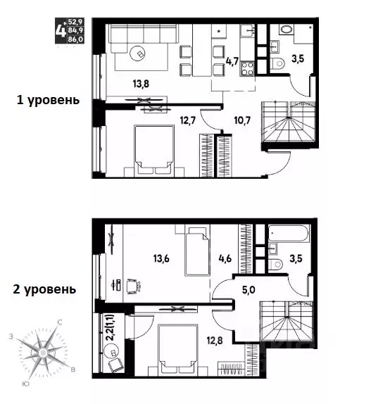 Студия Пермский край, д. Кондратово просп. Дягилева, 2 (86.0 м) - Фото 1