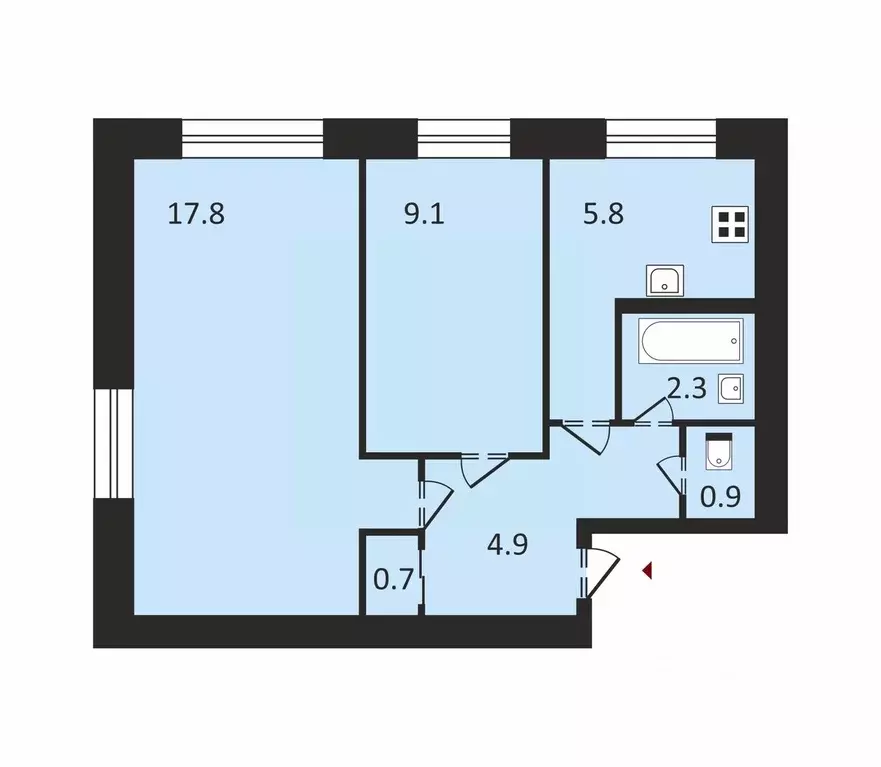 2-к кв. Санкт-Петербург пос. Саперный, Дорожная ул., 5 (41.5 м) - Фото 1