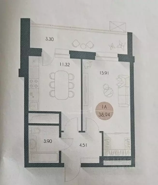 1-к кв. Татарстан, Казань ул. Родины, 1 (39.0 м) - Фото 2