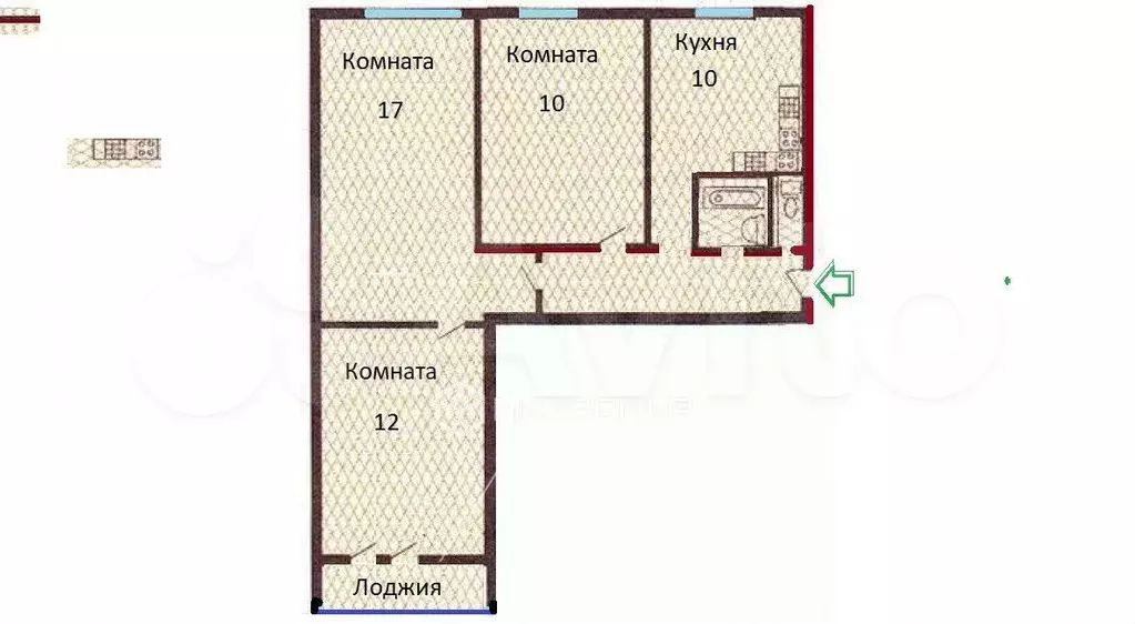 3-к. квартира, 62 м, 6/9 эт. - Фото 0