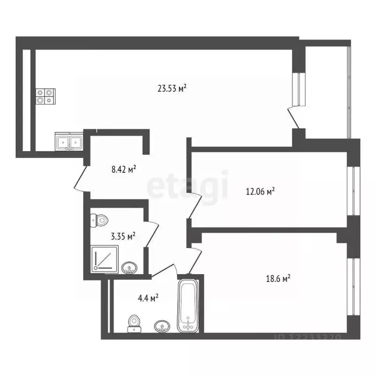 2-к кв. Свердловская область, Екатеринбург ул. Победы, 102 (67.4 м) - Фото 2