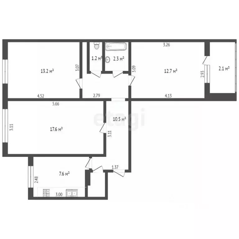3-к кв. Самарская область, Тольятти ул. Автостроителей, 25 (64.8 м) - Фото 1