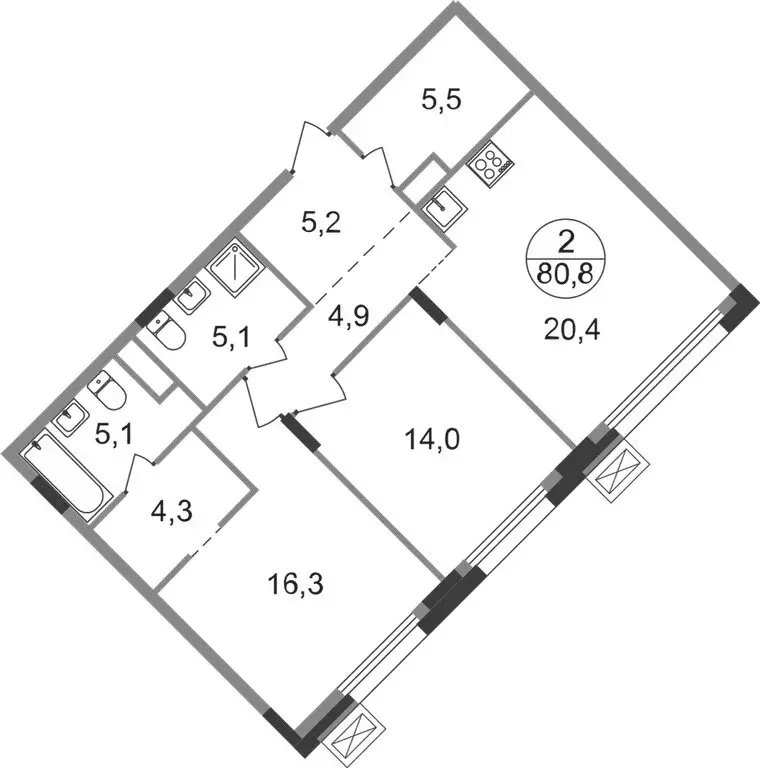2-комнатная квартира: посёлок городского типа Заречье, Мещерский ... - Фото 1