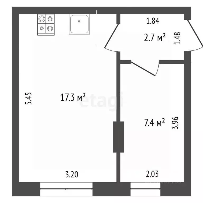 1-к кв. Саха (Якутия), Якутск Пионерская ул., 16/1 (27.4 м) - Фото 2