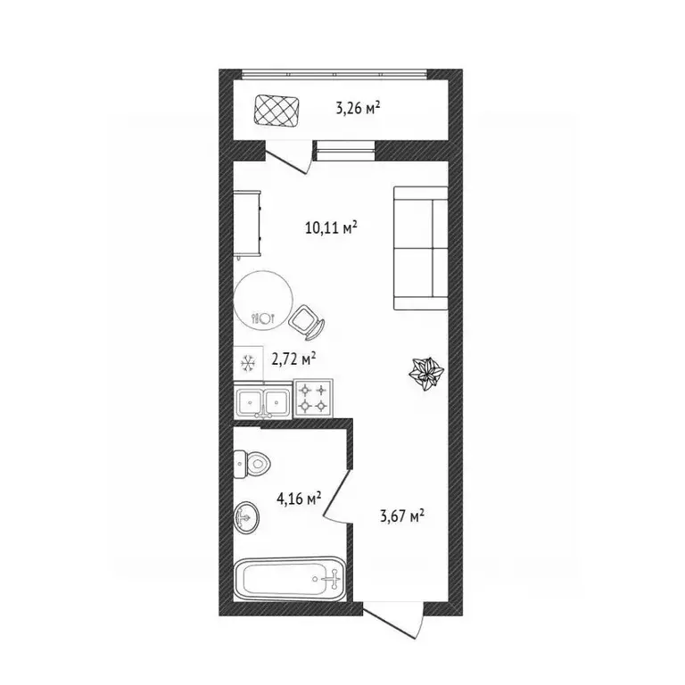 Студия Новосибирская область, Новосибирск ул. Забалуева, 102/2 (21.0 ... - Фото 2