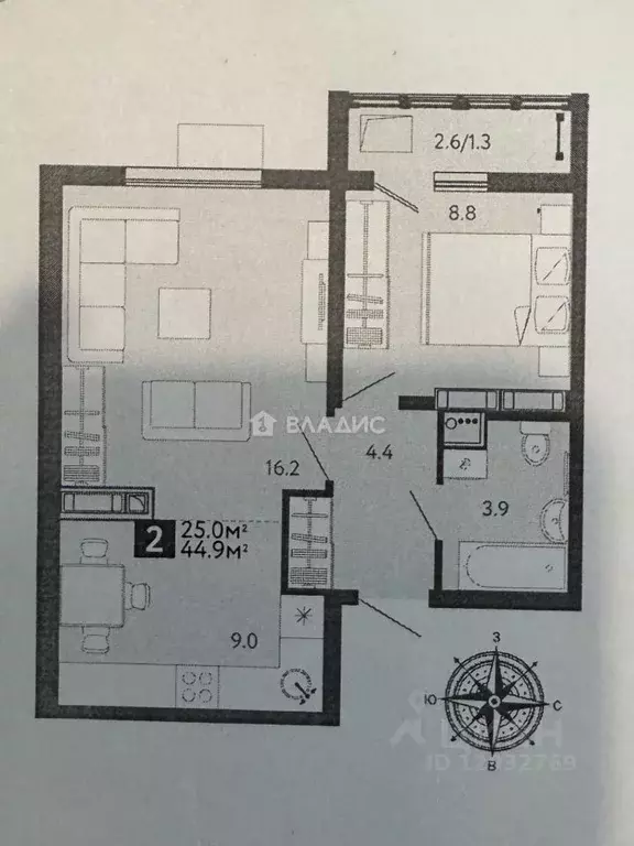 2-к кв. Пензенская область, Пенза ул. Шмидта, 3 (45.0 м) - Фото 1