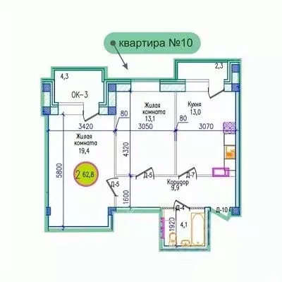 2-к кв. Мурманская область, Мурманск ул. Шевченко, 5 (66.1 м) - Фото 0