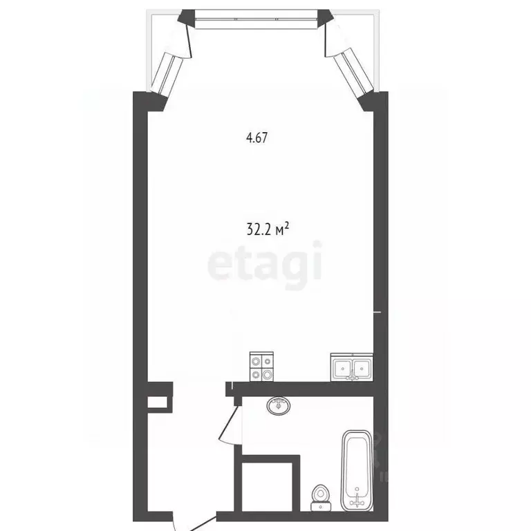 Студия Севастополь ул. Парковая, 11 (45.0 м) - Фото 1