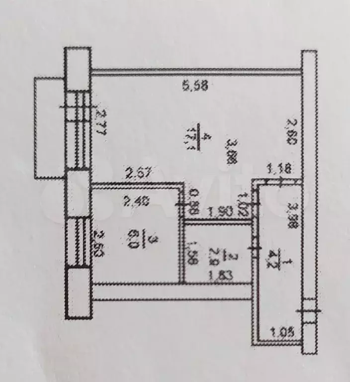 1-к. квартира, 32,1 м, 3/5 эт. - Фото 0