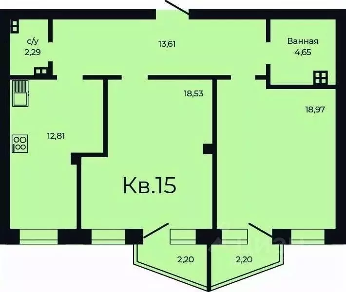 2-к кв. Свердловская область, Заречный Солнечный кп,  (72.45 м) - Фото 0