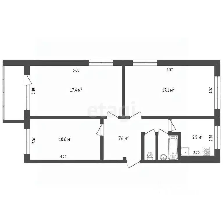 3-к кв. Архангельская область, Архангельск просп. Обводный Канал, 22к2 ... - Фото 1