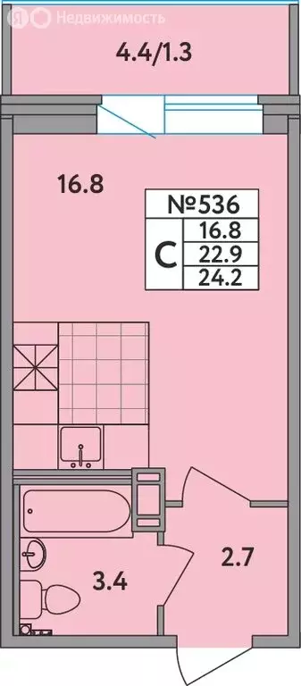 Квартира-студия: Новое Девяткино, Главная улица, 2 (24.2 м) - Фото 1