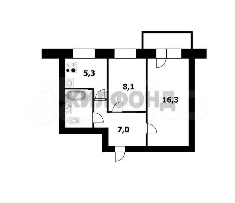 2-к. квартира, 40 м, 7/9 эт. - Фото 0