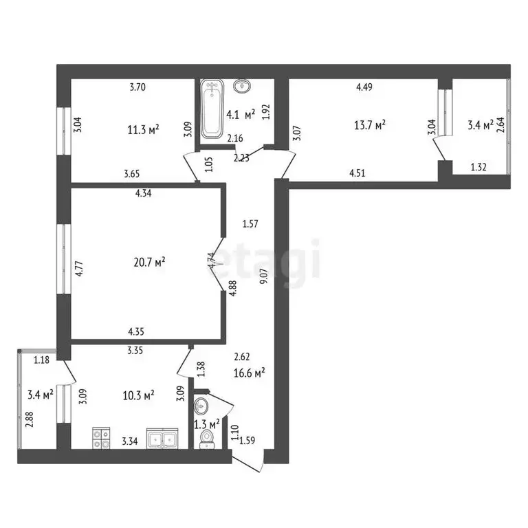 3-комнатная квартира: Стерлитамак, улица Строителей, 20 (78 м) - Фото 1