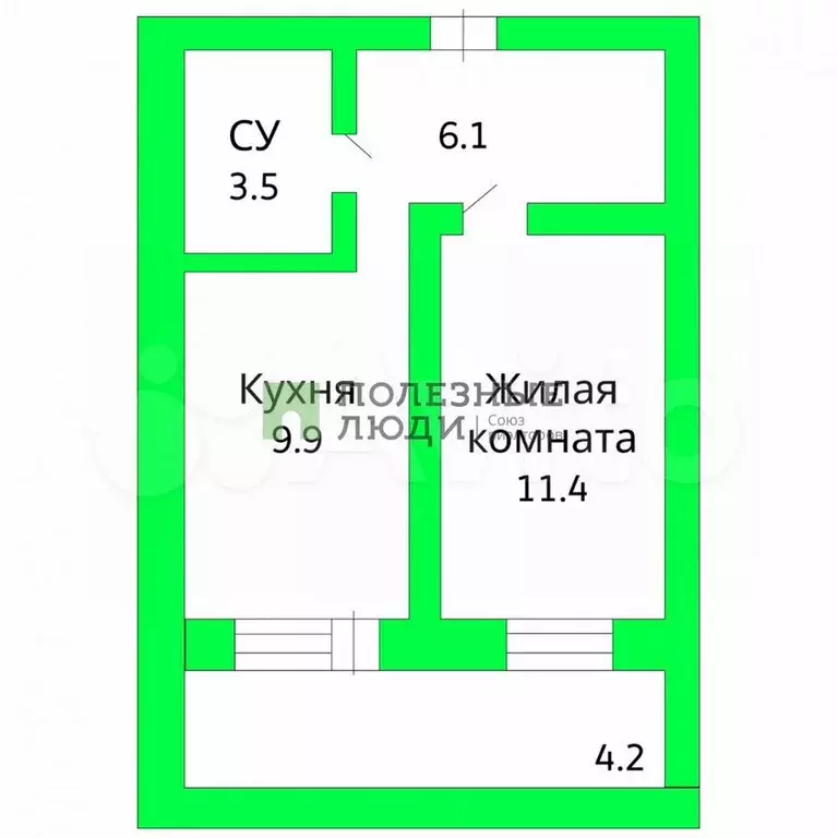 1-к. квартира, 30,9 м, 4/10 эт. - Фото 0